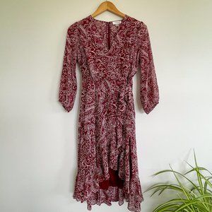 Calvin Klein | Chiffon Floral Dress | Burgundy & White | Size 6